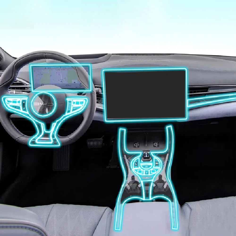 ل BYD ختم 2022-2023 سيارة الداخلية لوحة البيانو طبقة حماية بولي TPU شفافة ذاتية اللصق الطلاء فيلم المضادة للخدش تجديد PPF #4