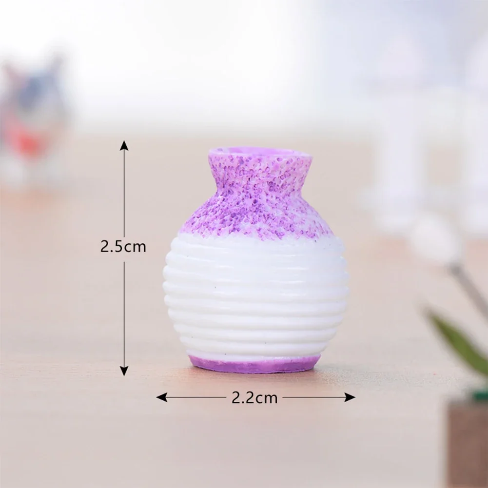 Resin Vase Miniature Flowerpot Small Mouth Vase Ornament Micro Landscape Fairy Garden Decor DIY Craft Accessories Plant Pot