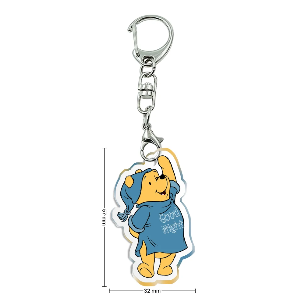 Porte-clés en acrylique transparent de dessin animé Disney pour enfants, collection de cadeaux, ourson Winnie, ours mignon, accessoires pour filles, décoration de fête