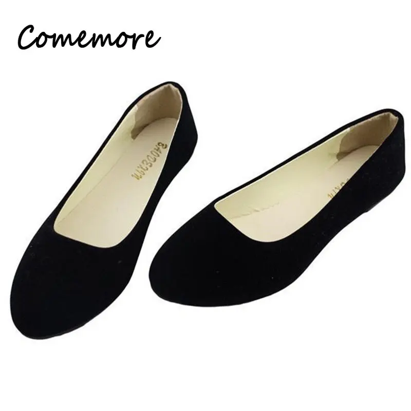 Comemore Flat Loafers Faux Ladies Ballet Flats Women Flats Slip on Flat Shoes Candy Color Comfortable and Elegant Women\'s Shoe