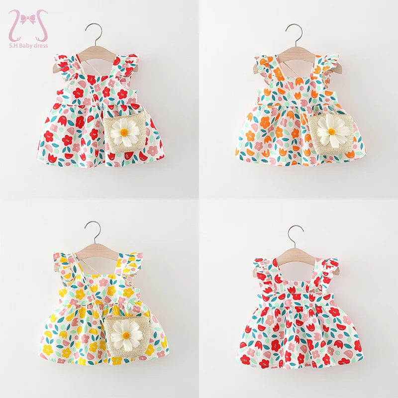 

Baby Girl Flower Dress Summer Sleeveless Breathable Cotton Children's Clothes Sweet Toddler Kids Costume For 0 To 3 Years Old