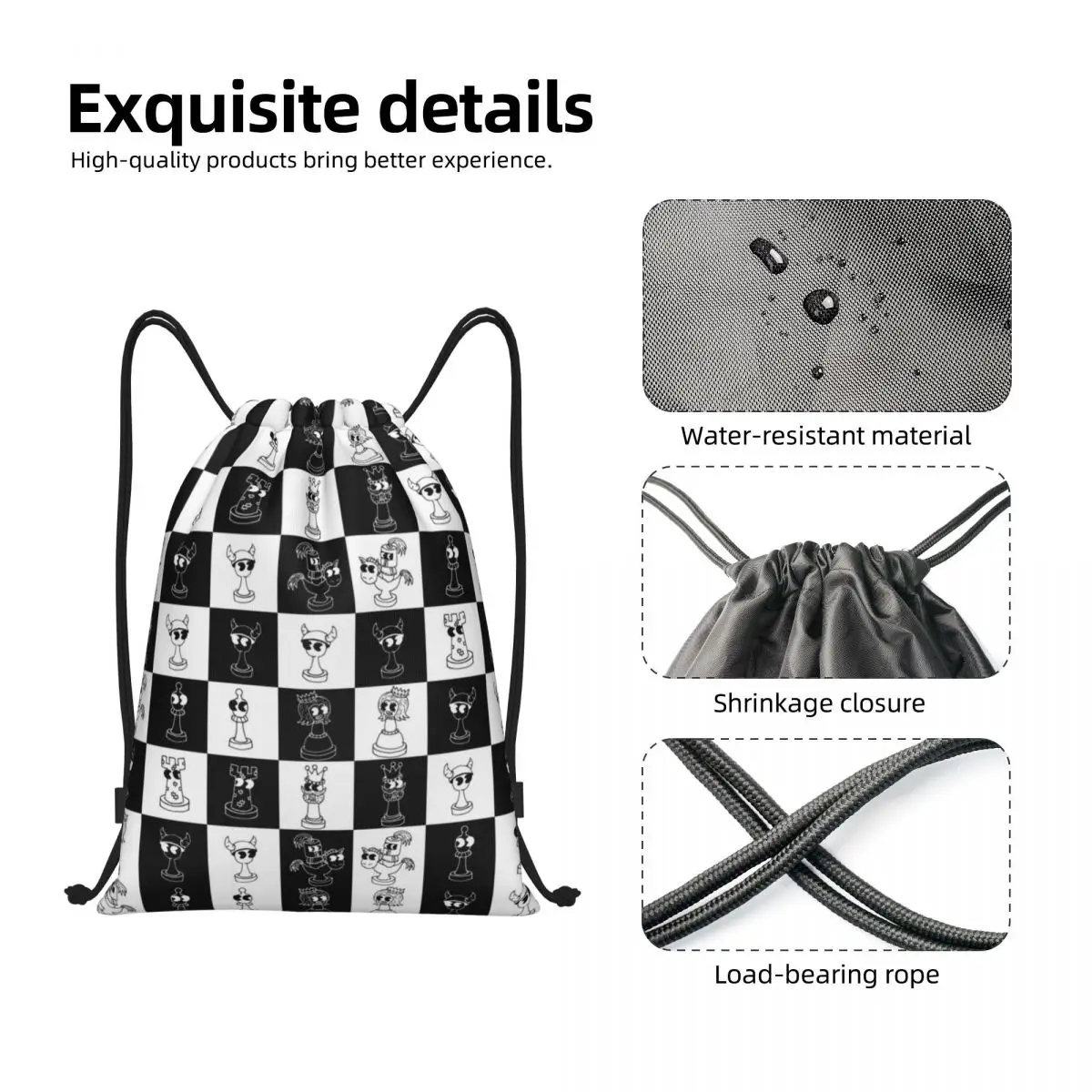 Schach club sieben Kordel zug Taschen Männer Frauen tragbare Turnhalle Sport Sackpack Schachbrett Spiel Schachfigur Shopping Lagerung Rucksäcke