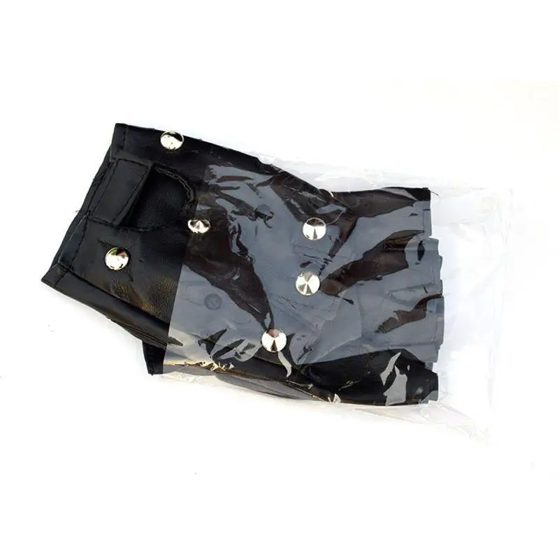 

652F мужские перчатки для уличных танцев, украшения из искусственной кожи, полые варежки, перчатки с половиной пальцев