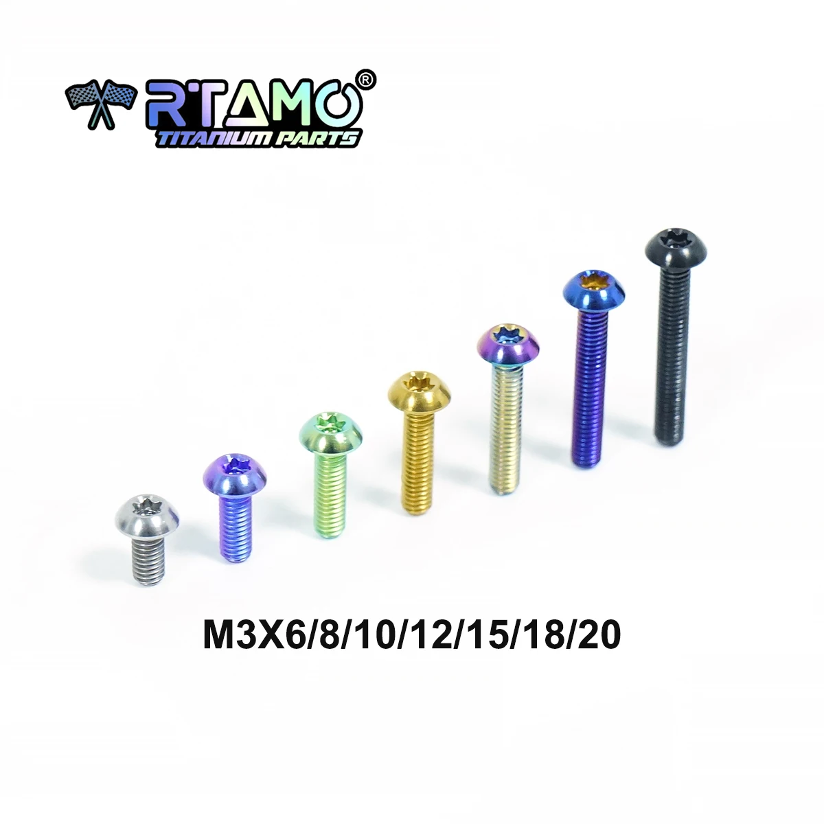 RTAMO Titanium Gr5 Bolt M3X8/10/12/15/18/20mm Round Torx Head Screw for Bicycle Motorbike Modification Dress Up