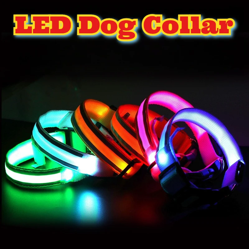 

LED Dog Collar Glowing Reflective Pet Safety Necklace Night Walking Anti Lost USB Rechargeable Waterproof Adjustable Small