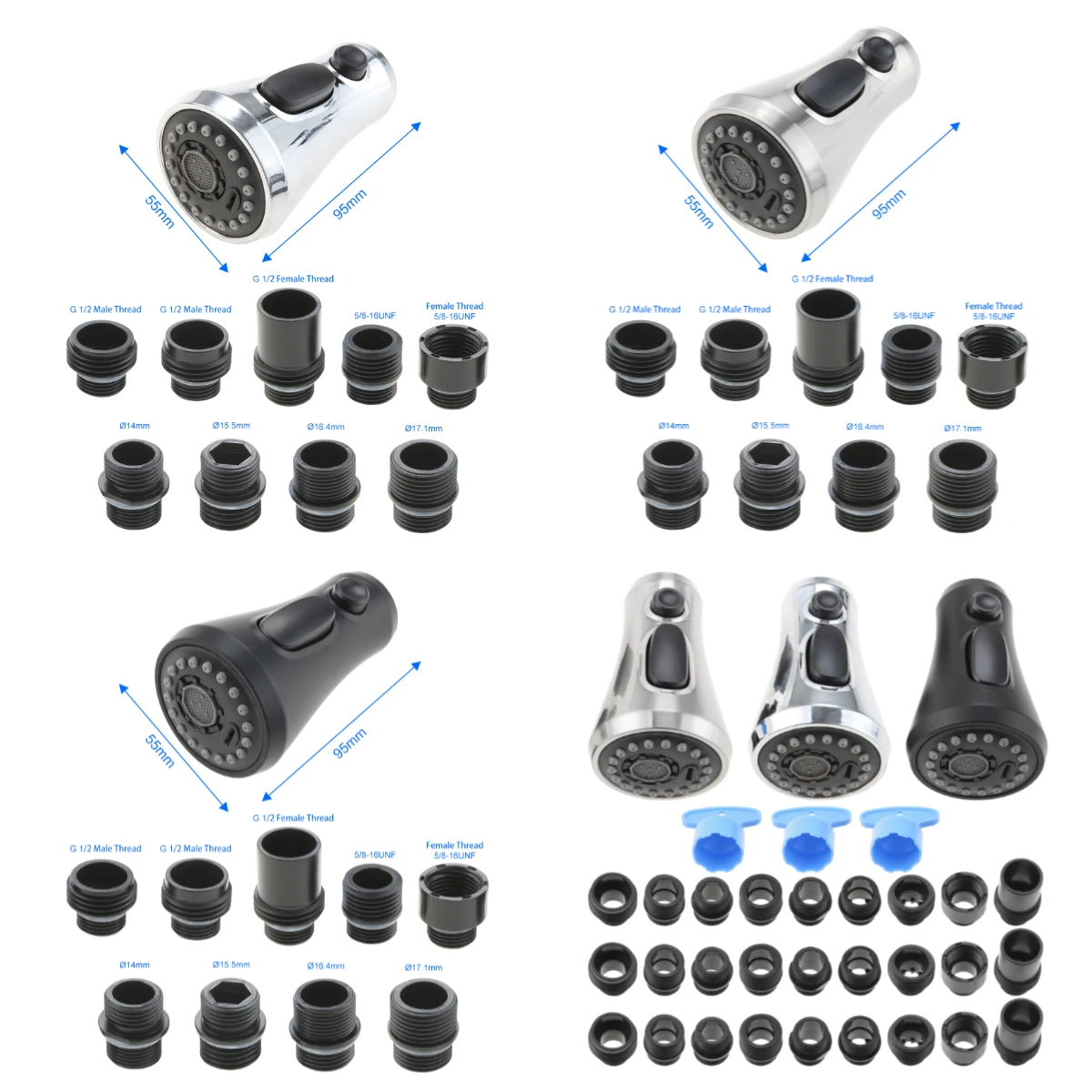 1PC 3-Function Nozzle With Interfaces Moen Faucet Replacement Kitchen Faucet Sprayer Replacement Parts Easy Installation