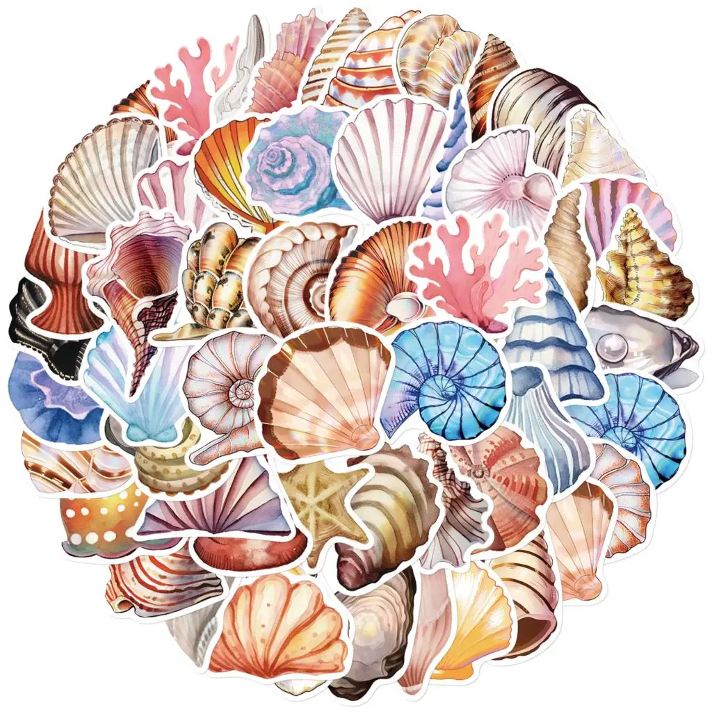 50PCS Cute Cartoon Shell Conch Stickers Graffiti Decoration DIY Laptop Phone Suitcase Notebook Label Stationery Sticker