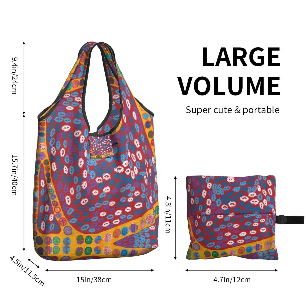 Cute Printing Yayoi Kusama Artwork Tote Shopping Bags Portable Shoulder Shopper Handbag