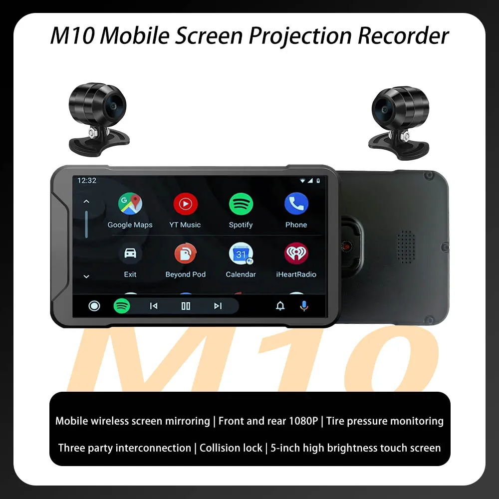 

Motorcycle Dash Cam GPS Wifi Wireless Carplay DVR 5inch Driving Video Recorder IP67 Waterproof Dual 1080P Bluetooth Moto Monitor