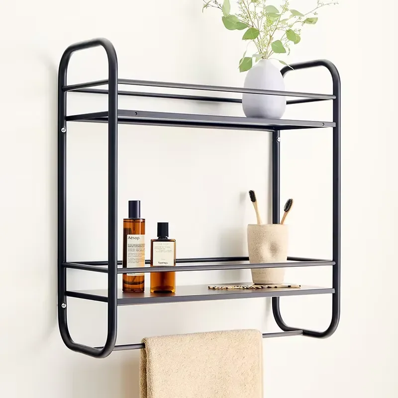 Nordic Wall Mounted Iron Storage Rack Multi Layer Metal Shelf For Living Room Modern Durable Organizer Home Decor Tool Holder