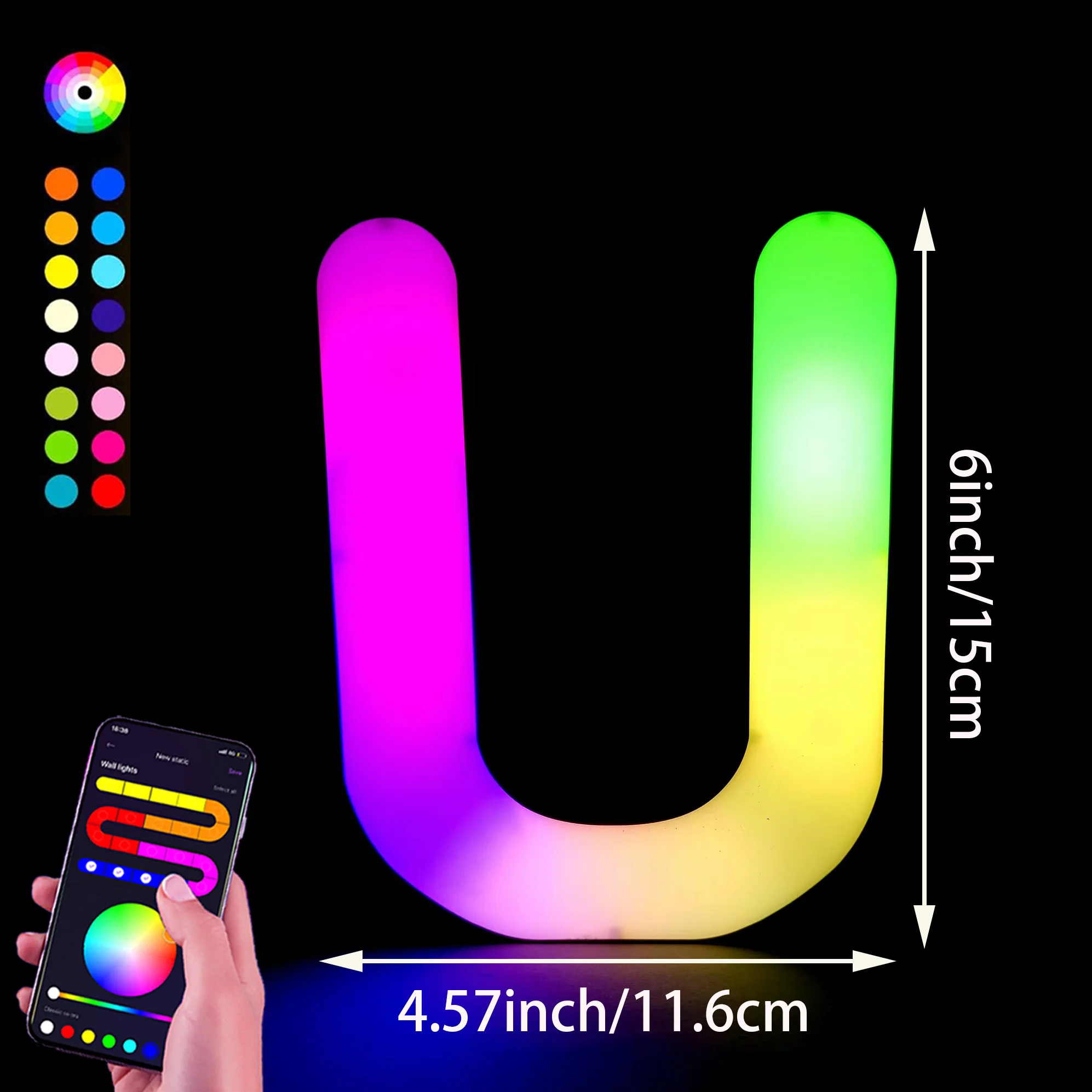 1PC Smart LED Letter Light - DIY RGB Marquee App Controle Muziek Sync Indoor Sign Game Holiday Party Bruiloft Afstuderen Seizoen A-Z