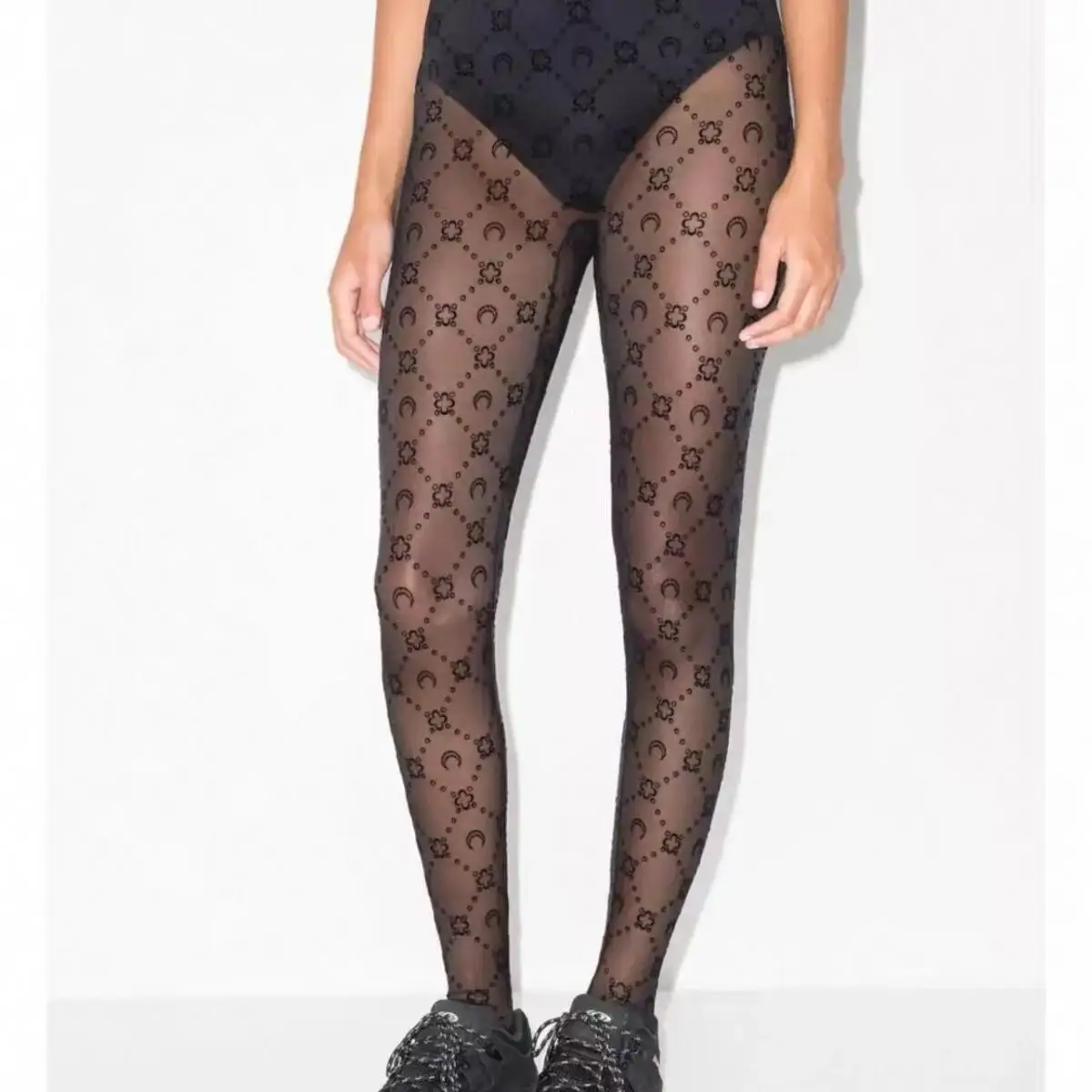 السراويل الكورية النساء مثير الشارع ارتداء عالية الخصر مطاطا التخسيس ضيق رقيقة الجوارب الخريف موضة بلون القمر منظور #5