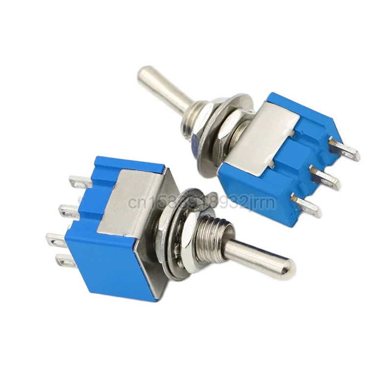 5Pcs Light Blue Toggle Switch ON-OFF-ON / ON-OFF 3Pin 6Pin 3 Position Latching MTS-102 MTS-202 AC 125V/6A 250V/3A Waterproof Cap