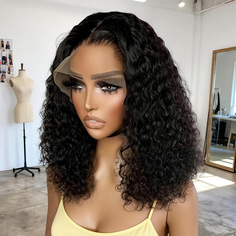 

100% Human Hair Glueless Deep Wave Short Bob 13x4 HD Lace Front Wig Brazilian Hair Curly 13x6 Lace Frontal Wear and Go Pre Plucked For Black Women
