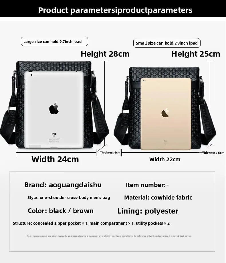 Men Embossed Small Square Crossbody Bag Large Capacity Single Shoulder Bag for Business Travel Office Commute Outdoor Daily Us view 6