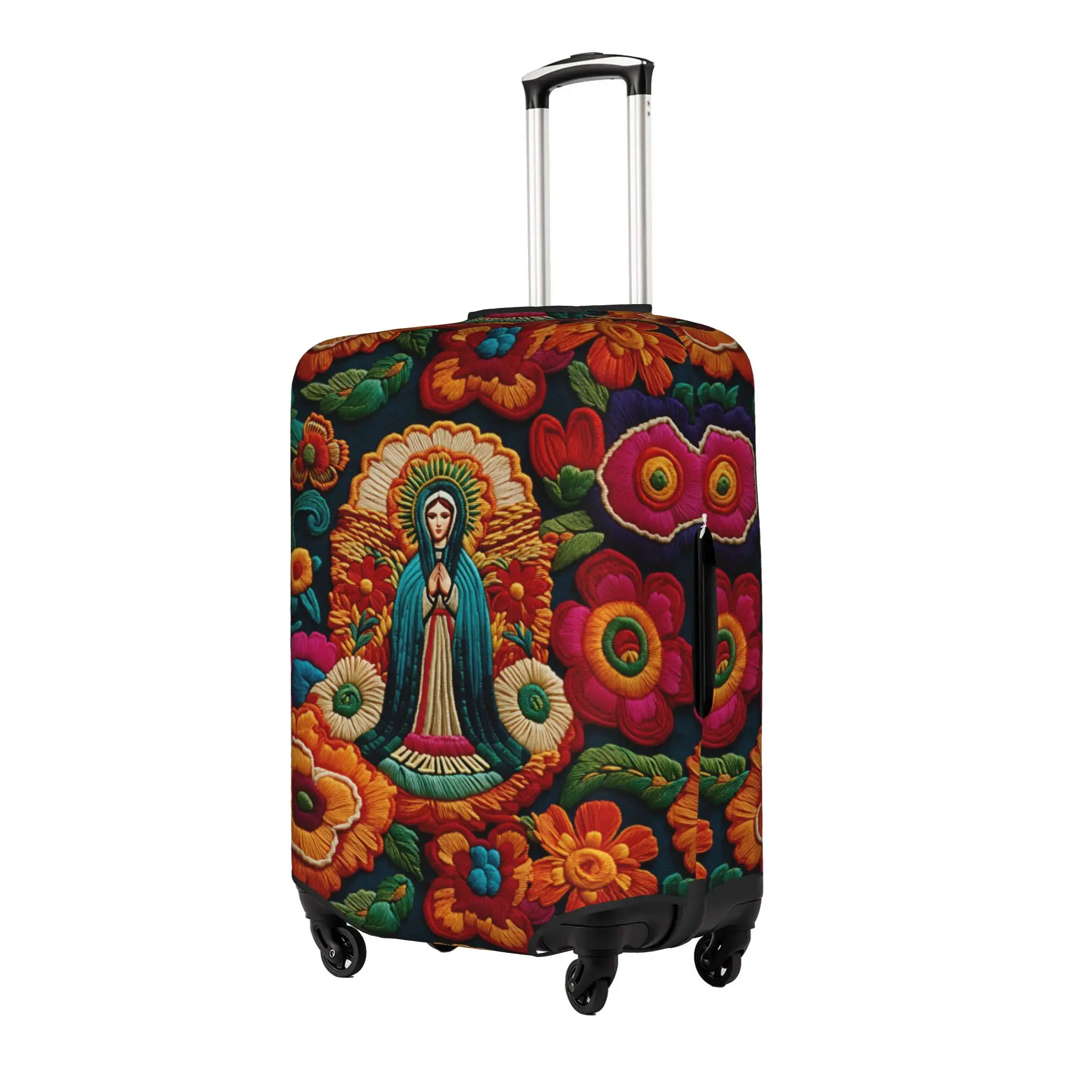 Mexican Our Lady of Guadalupe  Luggage Cover Elastic Floral Motifs  Travel Suitcase Protective Covers Suit For 18-32 inch