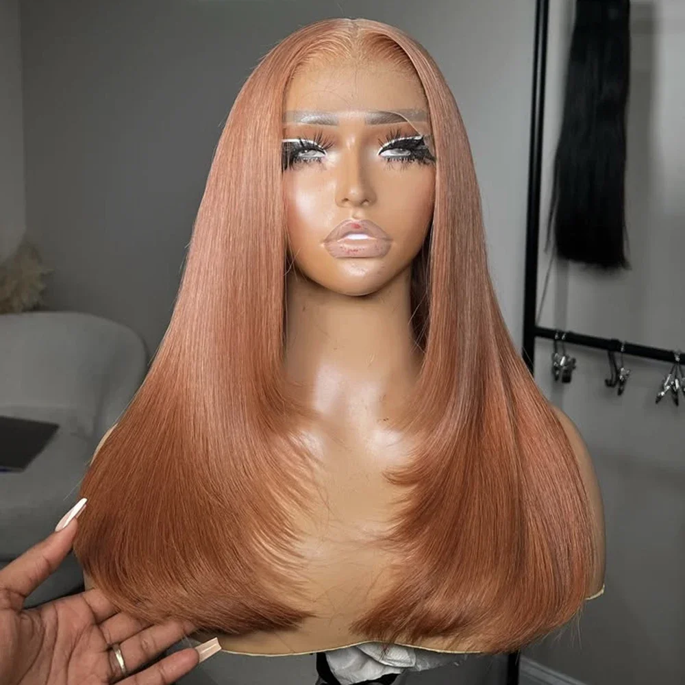 

24-дюймовый длинный светлый парик из натуральных еврейских волос с прямой шелковой основой 5x5, с HD-кружевом, европейские волосы, с эффектом предварительной прически, для повседневного использования