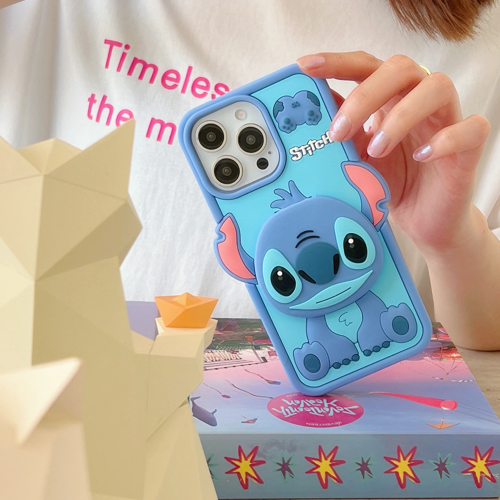 Lusterko kosmetyczne Stitch Animation Cute Disney Cartoon iPhone 16. Etui na iPhone 12 13 14 15 Pro Max ลปel krzemionkowy Etui zapobiegajฤ
ce upadkowi