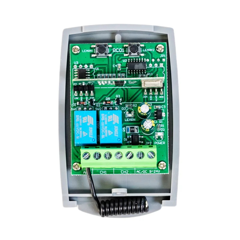 Interruptor rf liga/desliga universal de 2 canais, receptor sem fio 9v-24v 433mhz para controle remoto de marcas