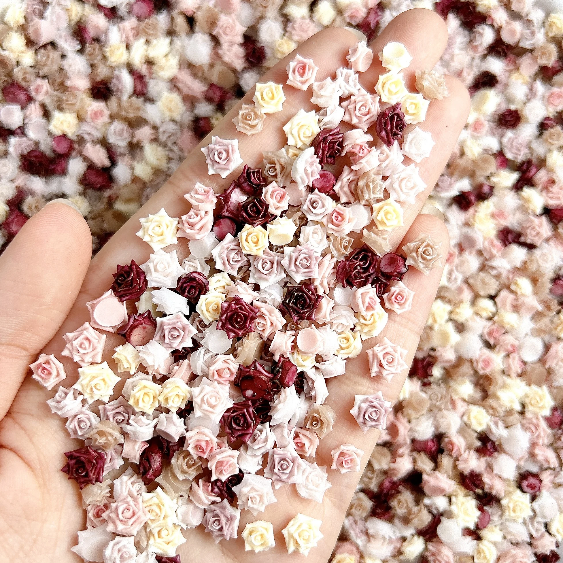 30PCS Maillard Resin Soft Rose Nail Charms 3D Autumn And Winter Atmosphere Luminous Rose Nail Art Accessories For Manicure DIY