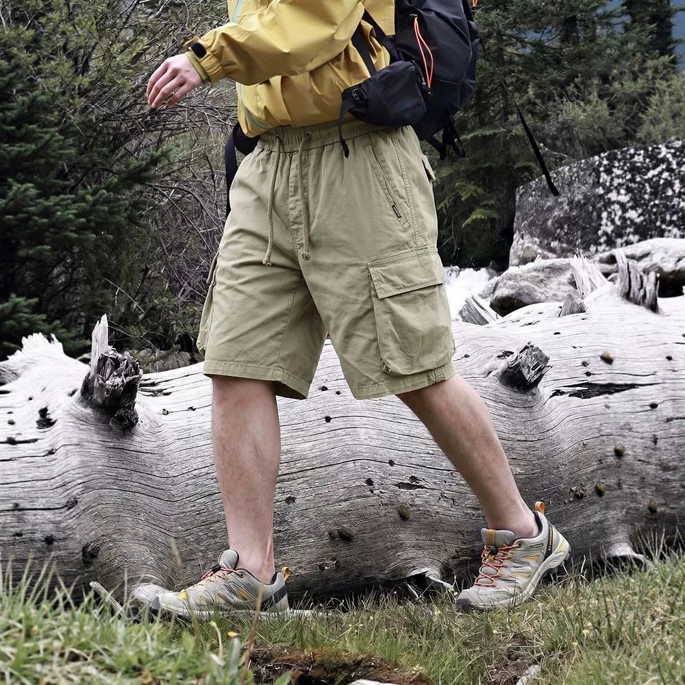 Men Summer New Multi Pockets Cotton Cargo Shorts Men Fashion Solid Quick Dry Joggers Shorts Pants Outdoor Breathable Shorts Male
