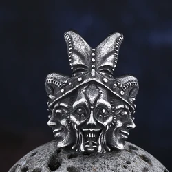 Dropshipping 316L Stainless Steel Retro Vintage 3face skull Ring Punk Rock For Man Unique Jewelry For Boyfriend Gifet