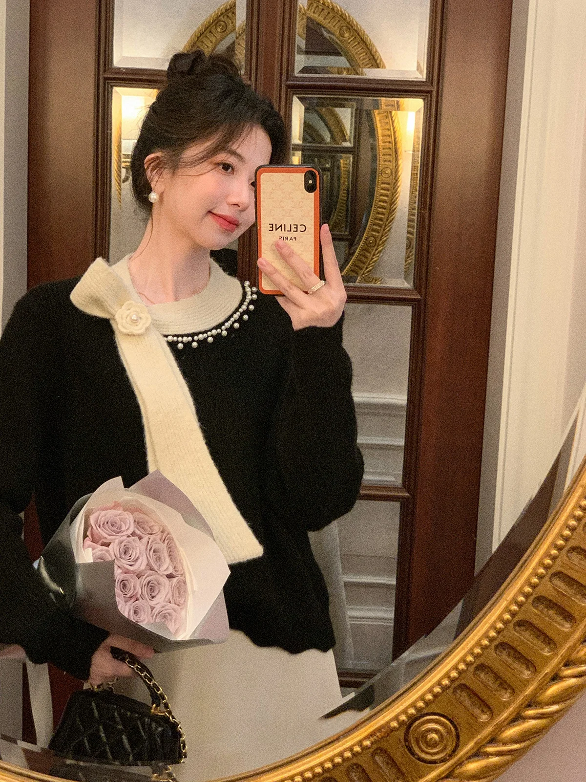 

Вязаный свитер женский зимний, модный, с цветовыми блоками, мягкий, средней плотности, длинный рукав, стандартный крой, перламутровый