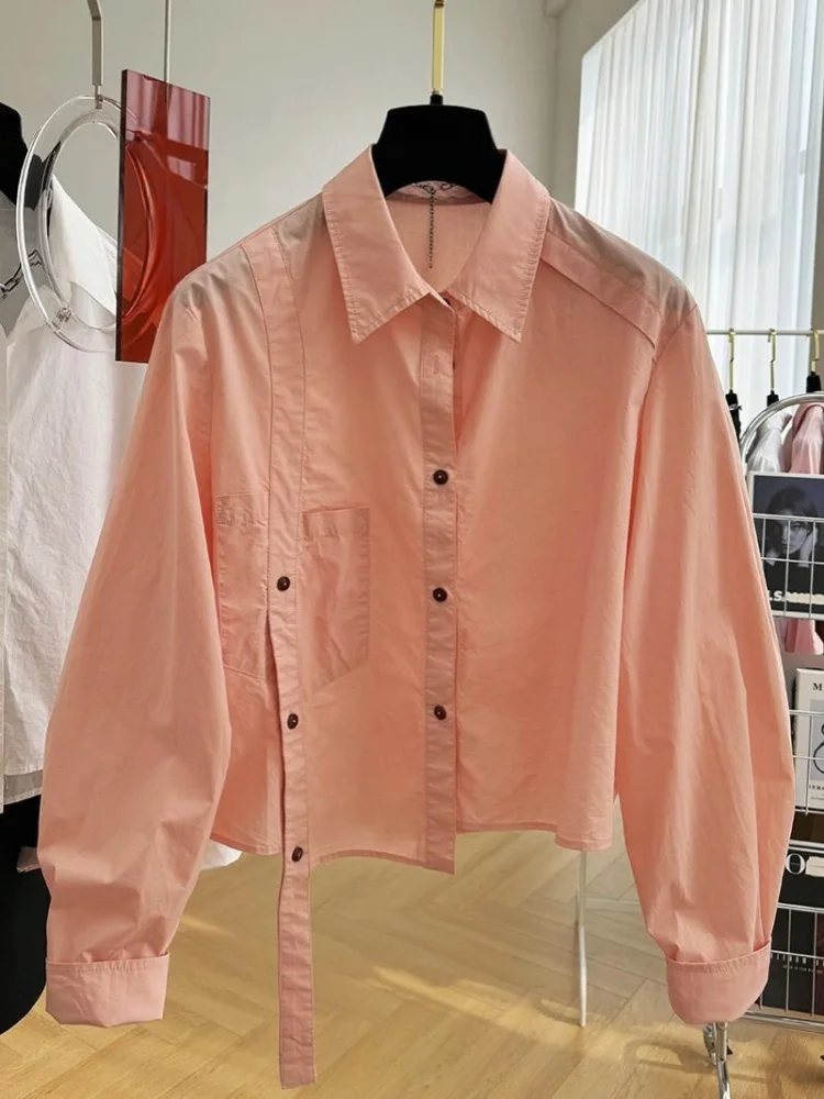 

Women's Loose Casual Shirt Korean Style Long Sleeve Turn-down Collar Blouse Design Sense Niche Short Shirts