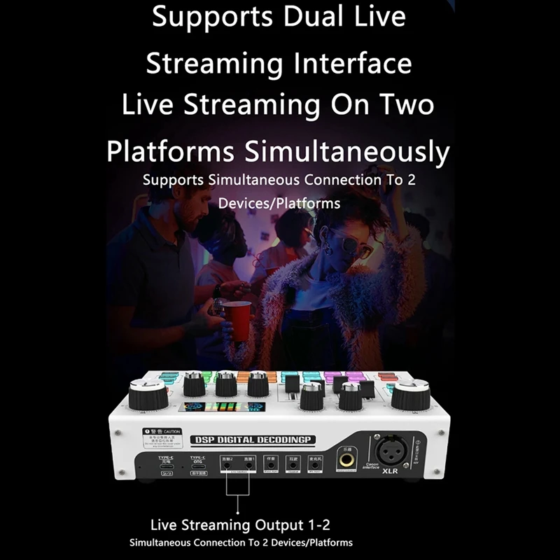 Digital Mixer X7 Live Streaming Sound Card Voice Changer DJ Mixer Effects for PC