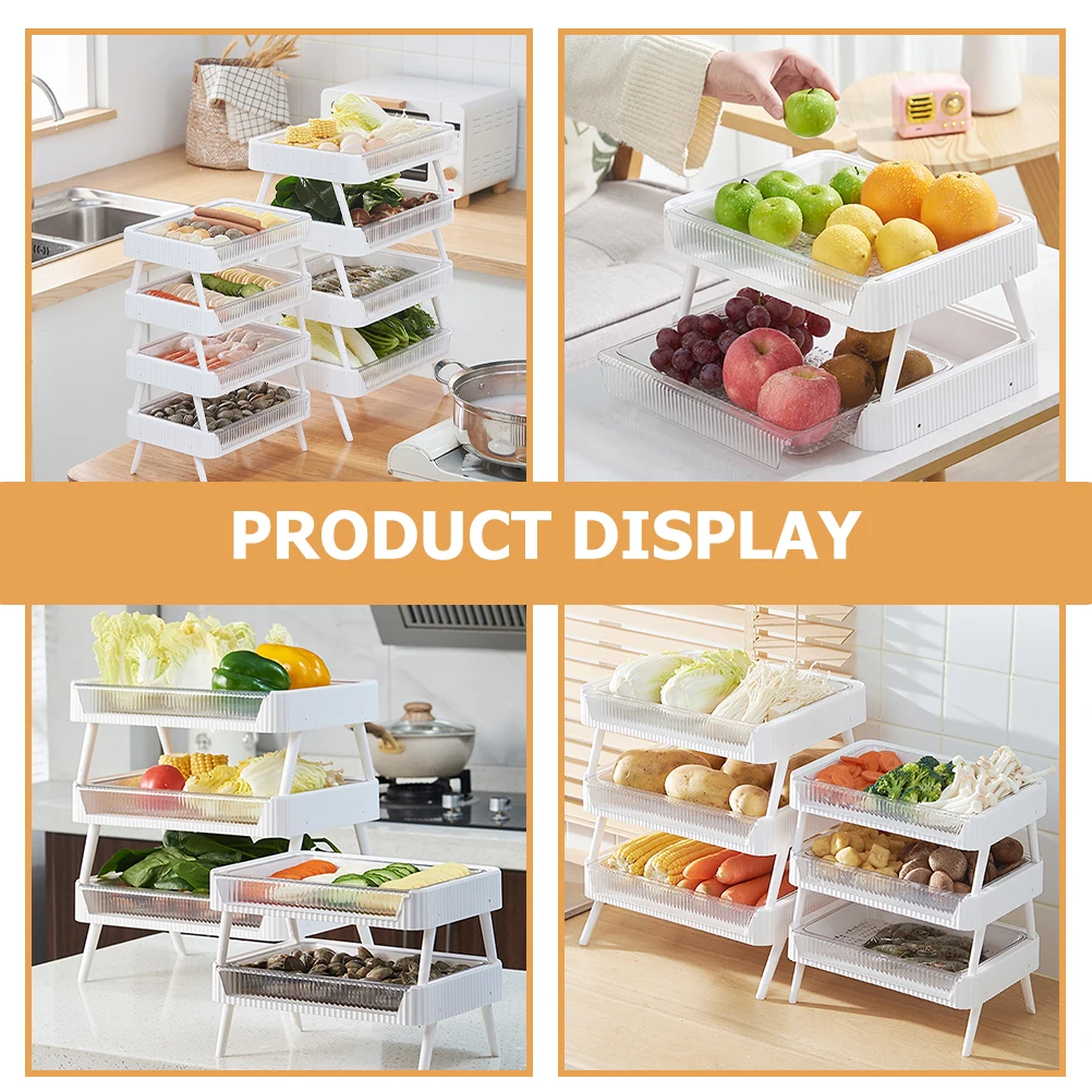 

Foldable Hot Pot Vegetable Draining Plate With Stand Reusable Plastic Food Storage Tray For Kitchen Draining Design Easy Clean