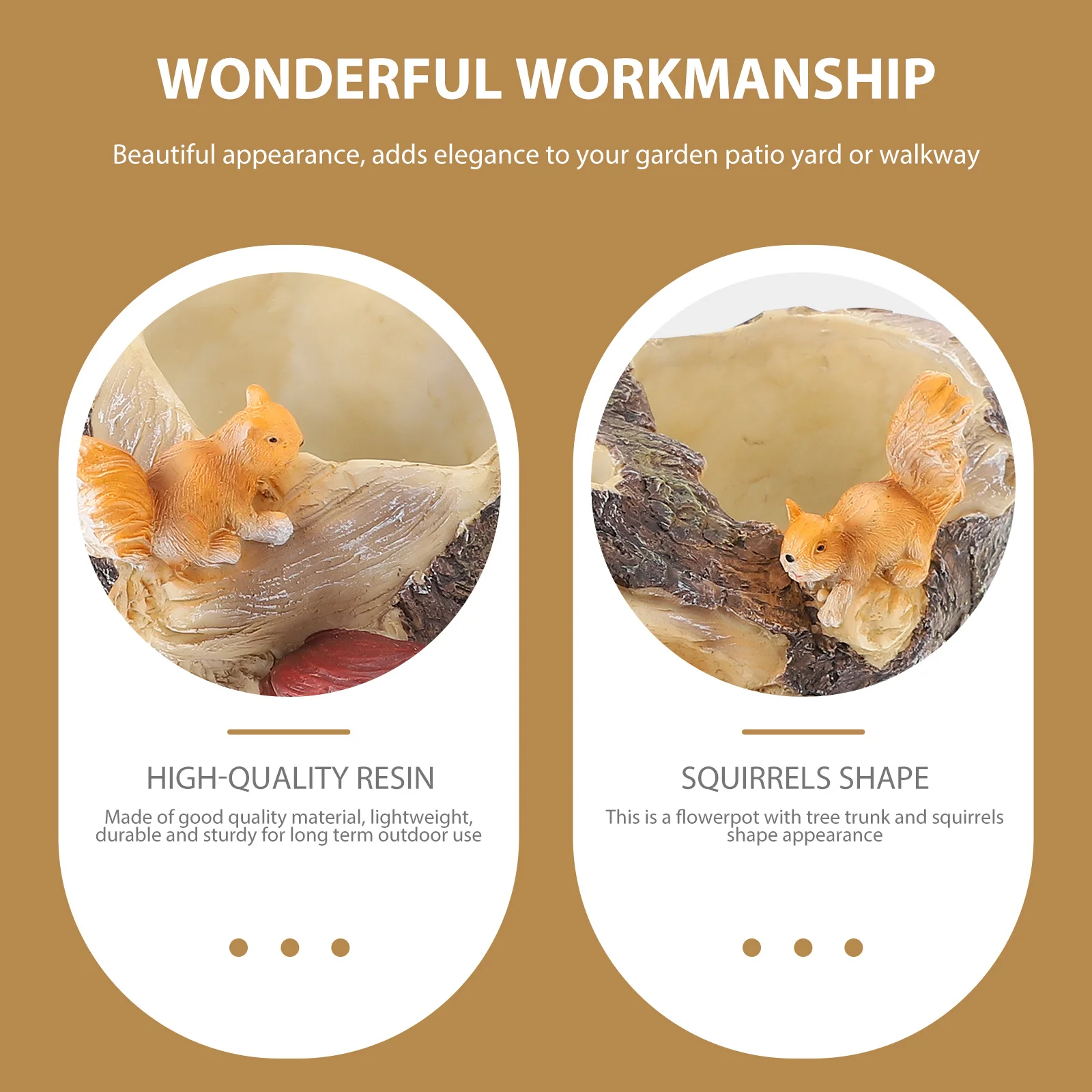 

1Pcs Resin Flowerpot Tree Trunk Squirrels Shaped Creative Succulent Plant Container for Garden Patio Yard Decorative Desktop