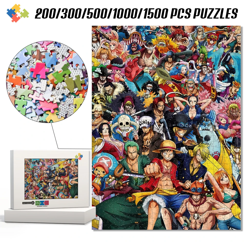 One Piece Anime Diy Jigsaw Puzzle Wood/cardboard Multi-Specifications and Sizes Montessori Educational Toys Family's Best Gift