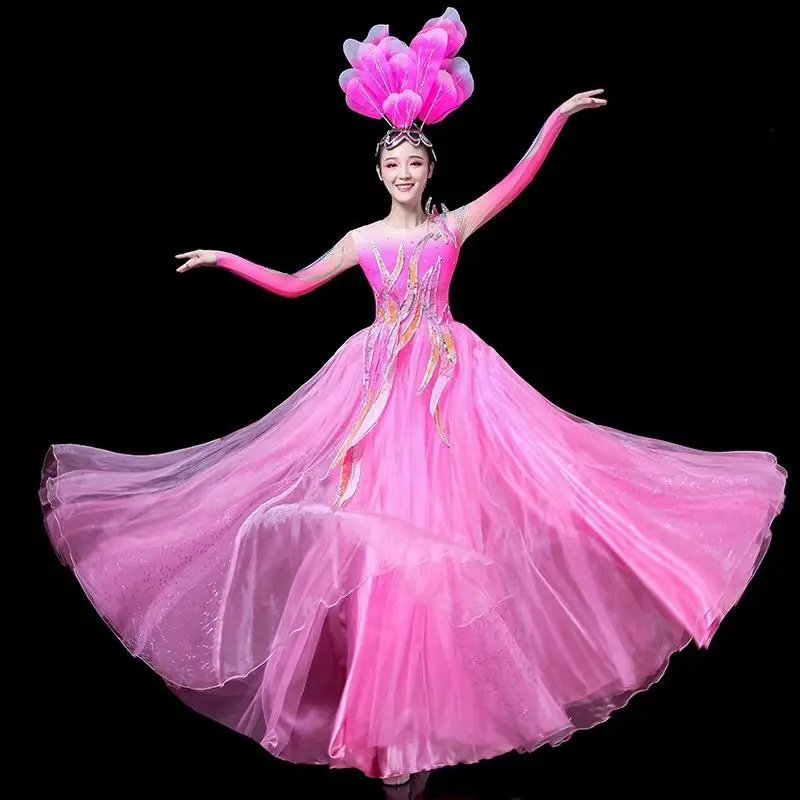 New Women Lady Large Big Swing Skirt Costume Female Pasodoble Spanish Red Dance Skirt Performance Competition Girl Dancing Wear