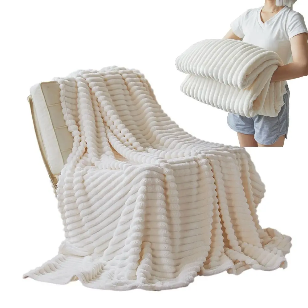 New Double Sided Warm Blanket Warm Breathable Conditioning Quilt Skin-Friendly Ultra Soft Striped Blankets