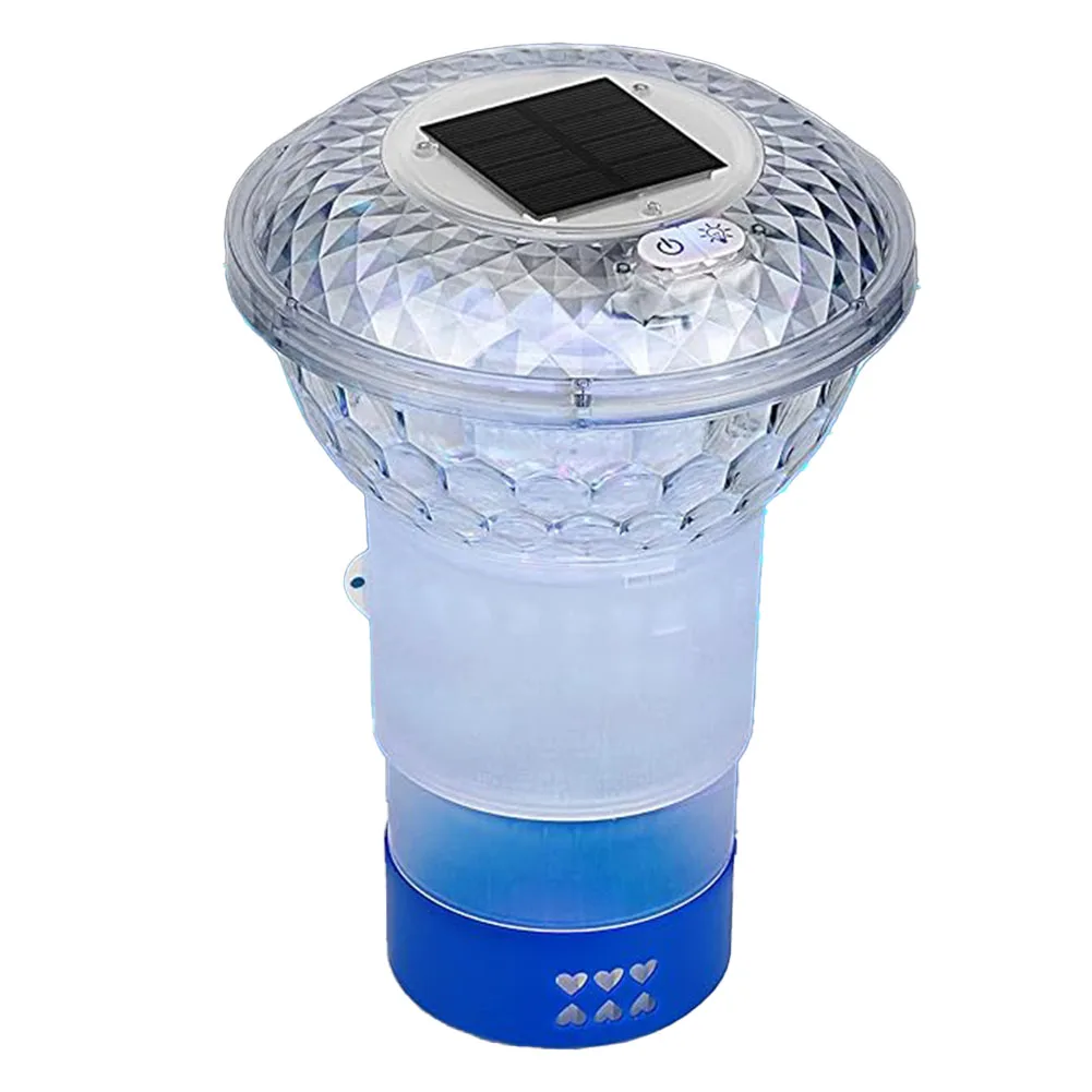 

Регулируемый дозатор хлора для бассейна на солнечной энергии с красочной подсветкой Плавающий дозатор хлора для бассейна Поплавок для таблеток хлора