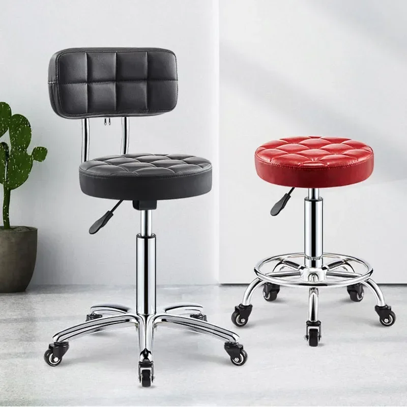 

Hairdressing Chairs Furniture Beauty Makeup Salon Barber Styling Shaving With Backrest Chair Swivel Lifting Pulley Round Stool