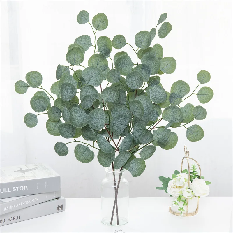 65cm Artificial Eucalyptus Branch Silk Green Leaves Bouquet for Home Outdoor Wedding Party DIY Decor Fake Plants Arrangement