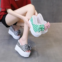 High-Heeled Shoes Lady Butterfly-Knot Ladies' Slippers Slipers Women Luxury Slides On A Wedge Platform Soft 2024 Designer