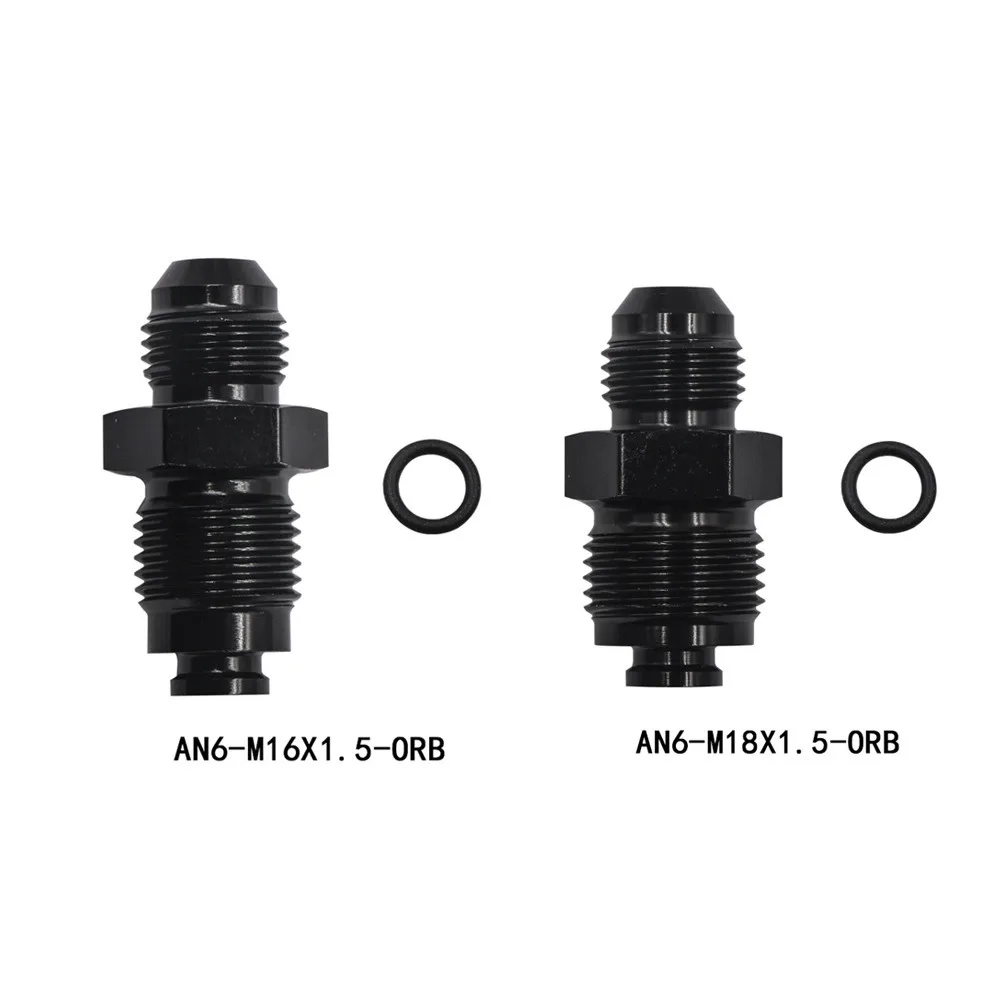 2Pcs 6AN Power Steering Fitting Adapter Kit M16x1.5 M18x1.5 O Ring To AN6 Hose For Car Truck Engine Upgrade Silver Black