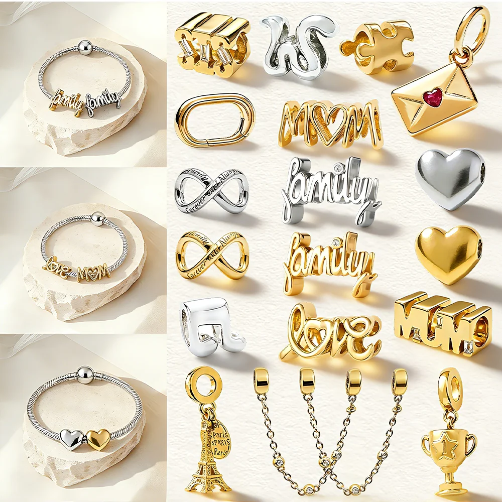 

DIY New Popular Item Exquisite Simple Letter Characters Charms Bead Fit Multiple Types Snake Bone Bracelet Popular Jewelry Gifts
