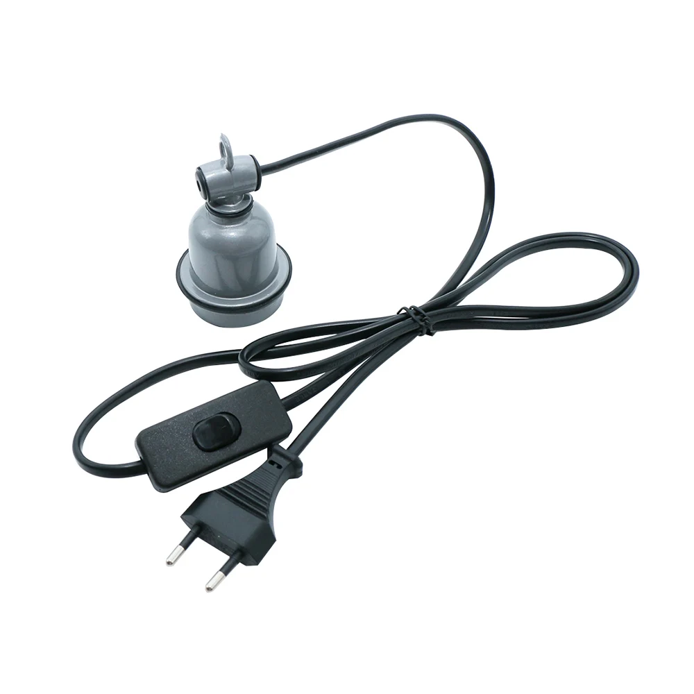Reptile Heating Lamp Holder Ceramic – E27 Socket with Switch and Cord, Hanging Heat Lamp Fixture