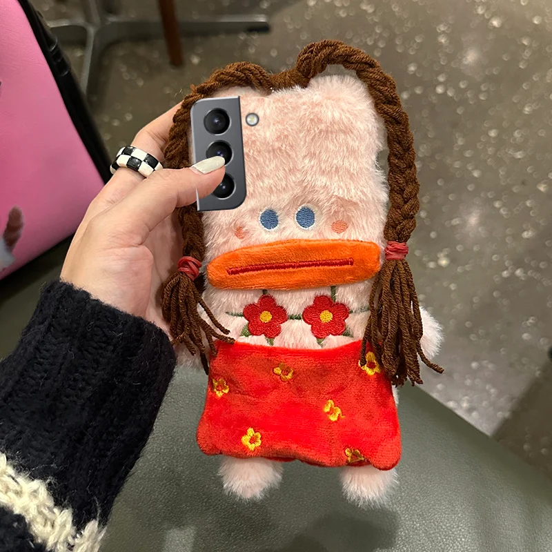 Casing bunga merah kepang lucu mewah casing wanita untuk Samsung A04E A14 A24 A34 A54 A13 A23 A33 A53 A73 M13 M14 M53 A7 Note 8 9 sampul