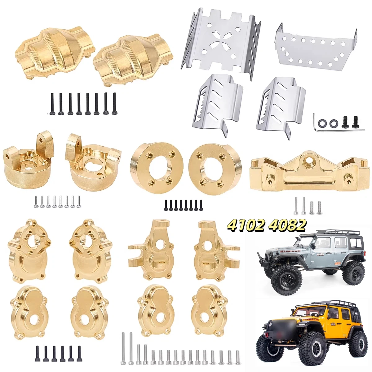 

Латунные поворотные кулаки, C-образные ступицы, противовесы, защита портального моста для радиоуправляемых краулеров 1:8, 1:10 (YK4102, YK4103, YK4082) — запчасти для тюнинга