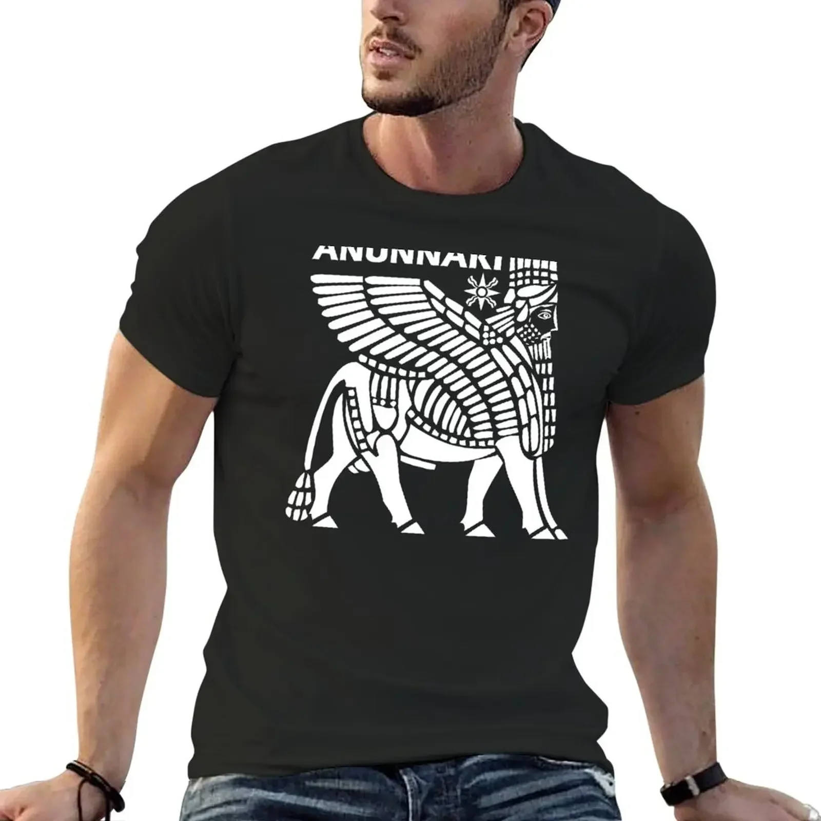 

Anunnaki, Lamassu, (White) T-Shirt oversized graphic t shirt vintage new edition compression shirt men