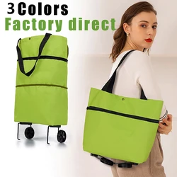 Foldable Shopping Trolley Bag With Wheels Large Reusable Cloth Hand Tote Bolsas Eco Fabric Storage Bag Grocery Pull Cart Bag