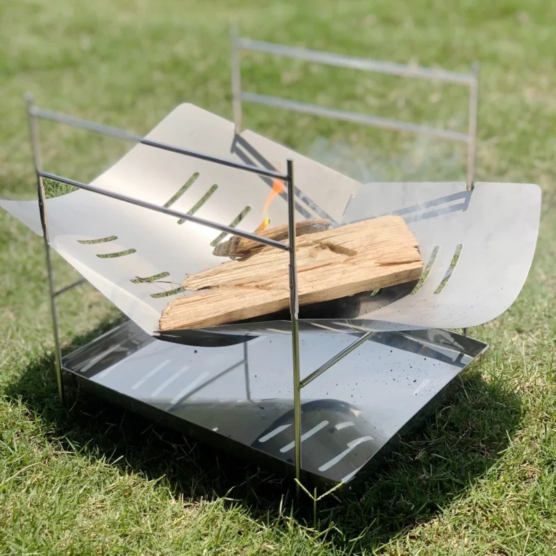 Wood Burning Camping Stove Portable Foldable Outdoor Cooking Stove Windproof Fire Pit Barbecue Grill For Hiking Backpacking view 5