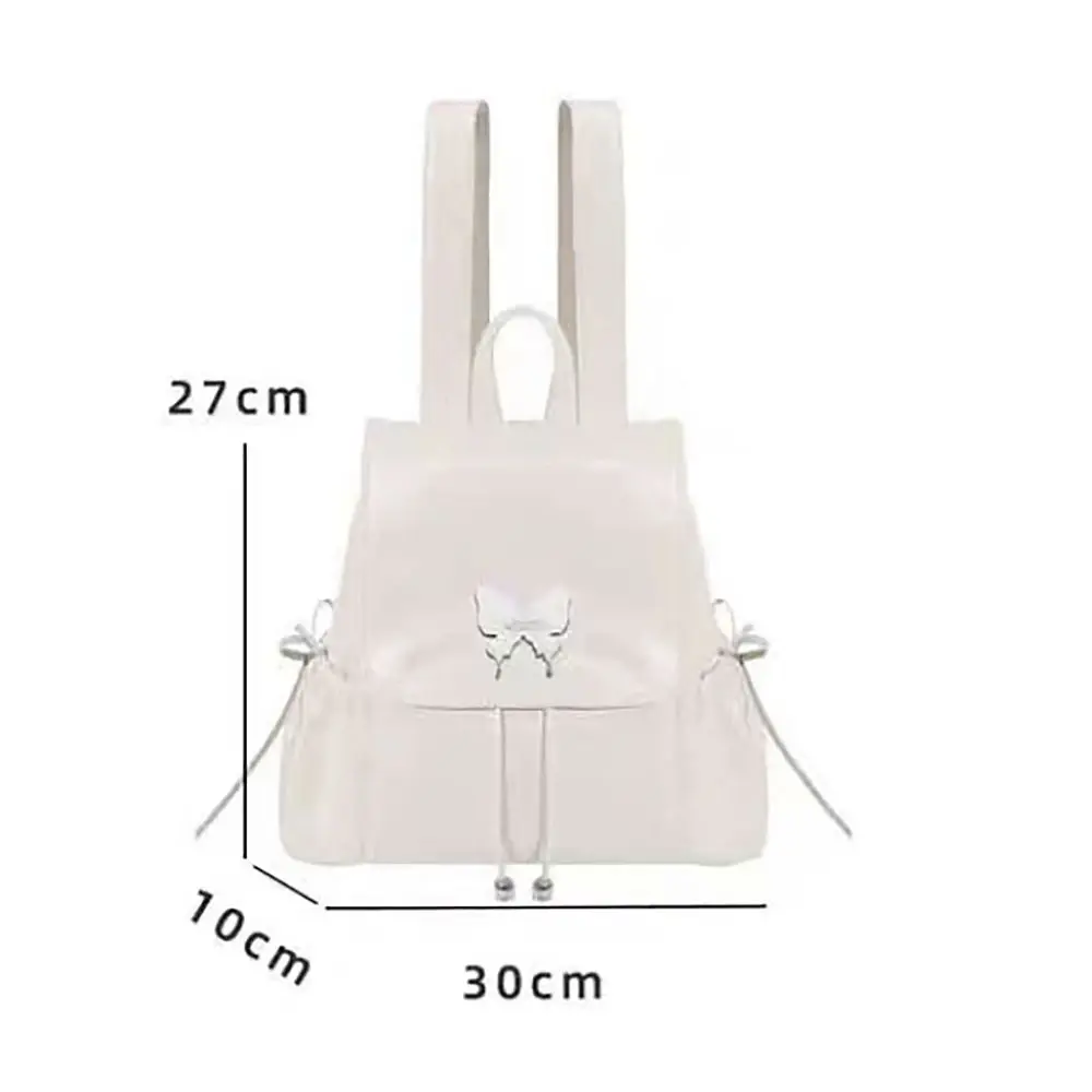Fashion Bowknot Schoolbag Adjustable Strap Waterproof Backpack Large Capacity PU Two Shoulder Bag Woman