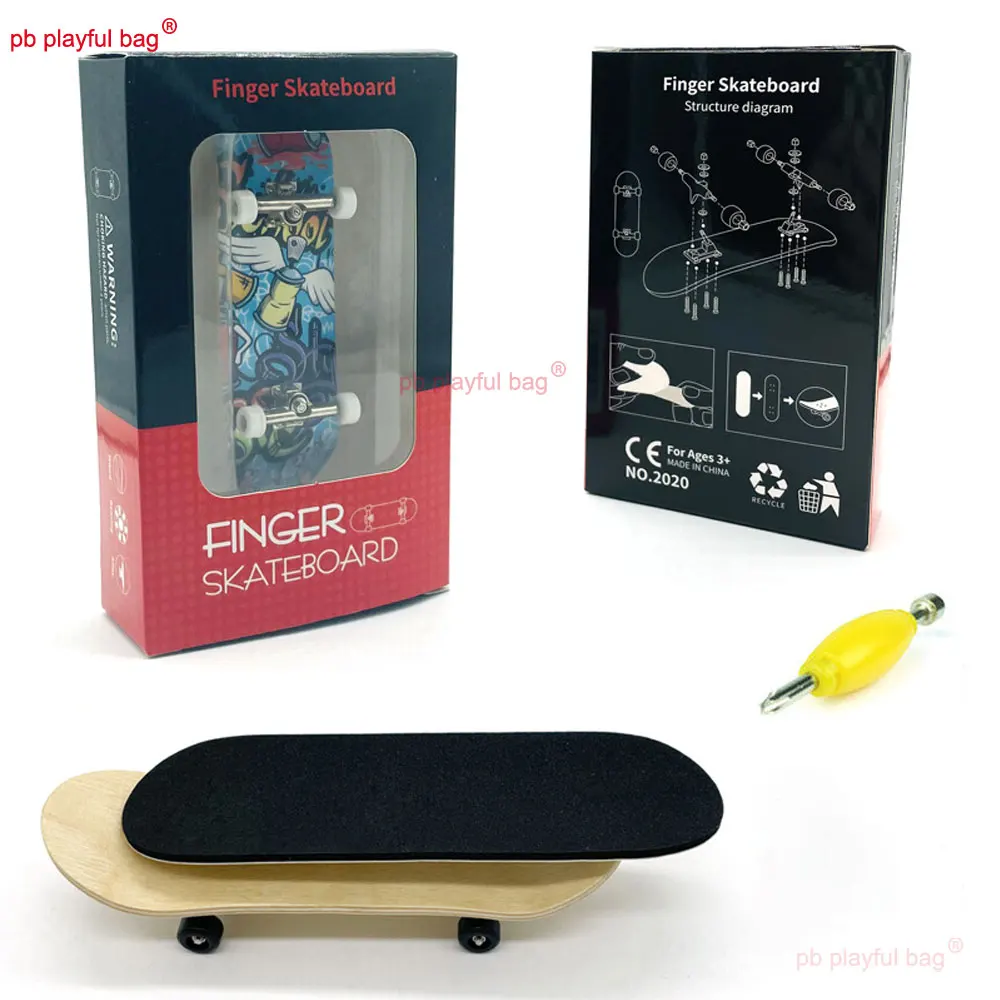 Finger Skate Boarding 30*100mm Wooden Fingerboard Party Fun Gifts Creative Toys Cartoon Pattern Kids Toy ZG335