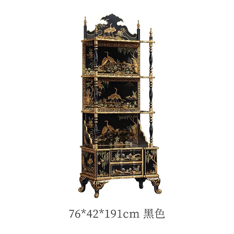 

American-style painted display cabinet, villa high-end luxury bookshelf, European-style hand-painted engraved decoration