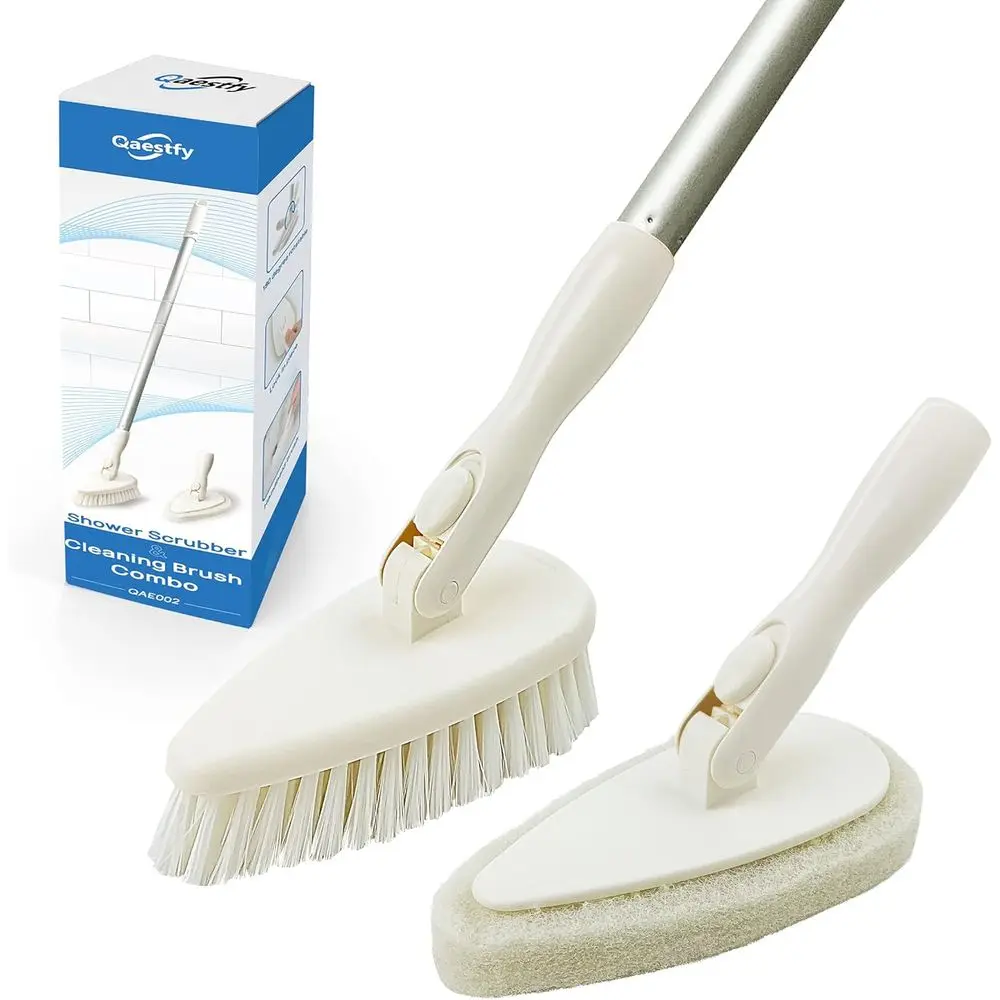 

Shower Scrubber Cleaning Brush Combo Bath Tub Tile Cleaner Scrubber Brush with 51'' Adjustable Long Handle Scrub Brush or Bathro
